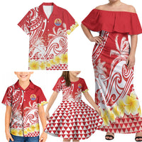 Personalised Tahiti Surfing Family Matching Off Shoulder Maxi Dress and Hawaiian Shirt Polynesian Style