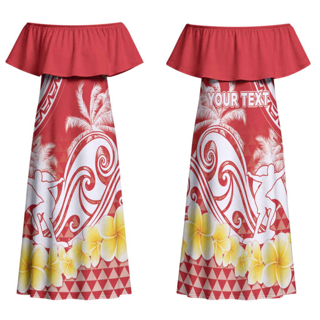 Personalised Tahiti Surfing Family Matching Off Shoulder Maxi Dress and Hawaiian Shirt Polynesian Style