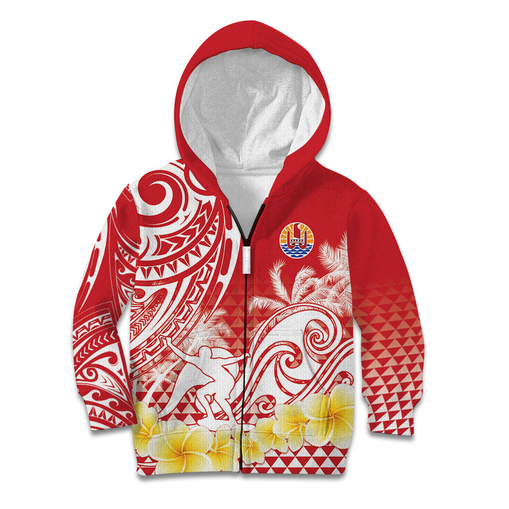 Personalised Tahiti Surfing Kid Hoodie Polynesian Style
