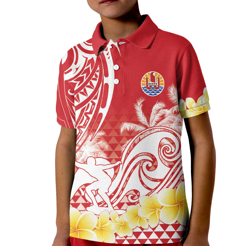 Personalised Tahiti Surfing Kid Polo Shirt Polynesian Style