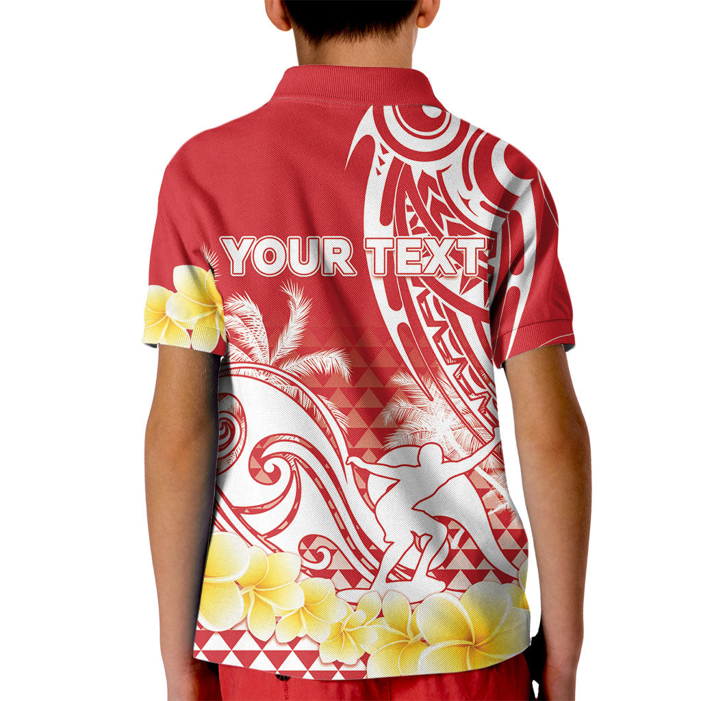 Personalised Tahiti Surfing Kid Polo Shirt Polynesian Style