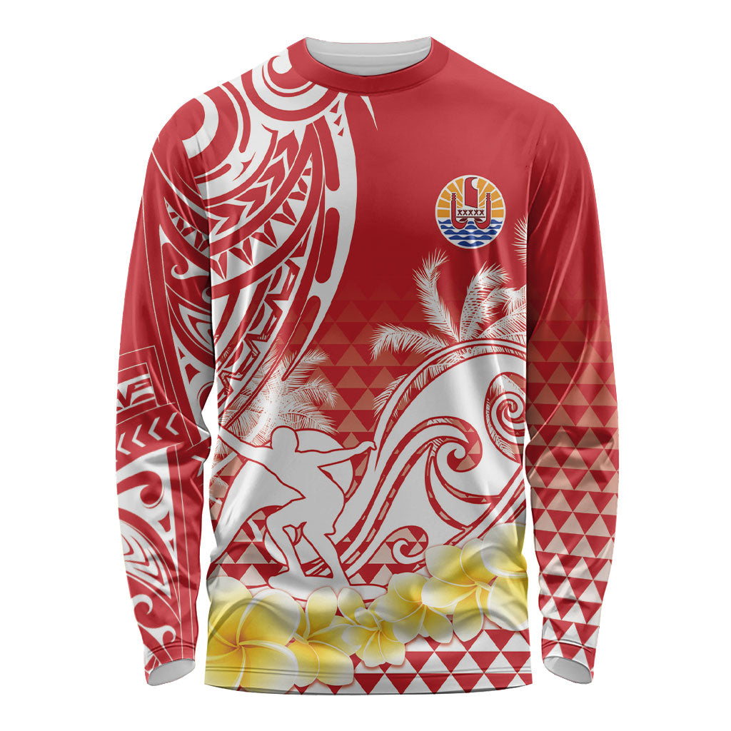 Personalised Tahiti Surfing Long Sleeve Shirt Polynesian Style