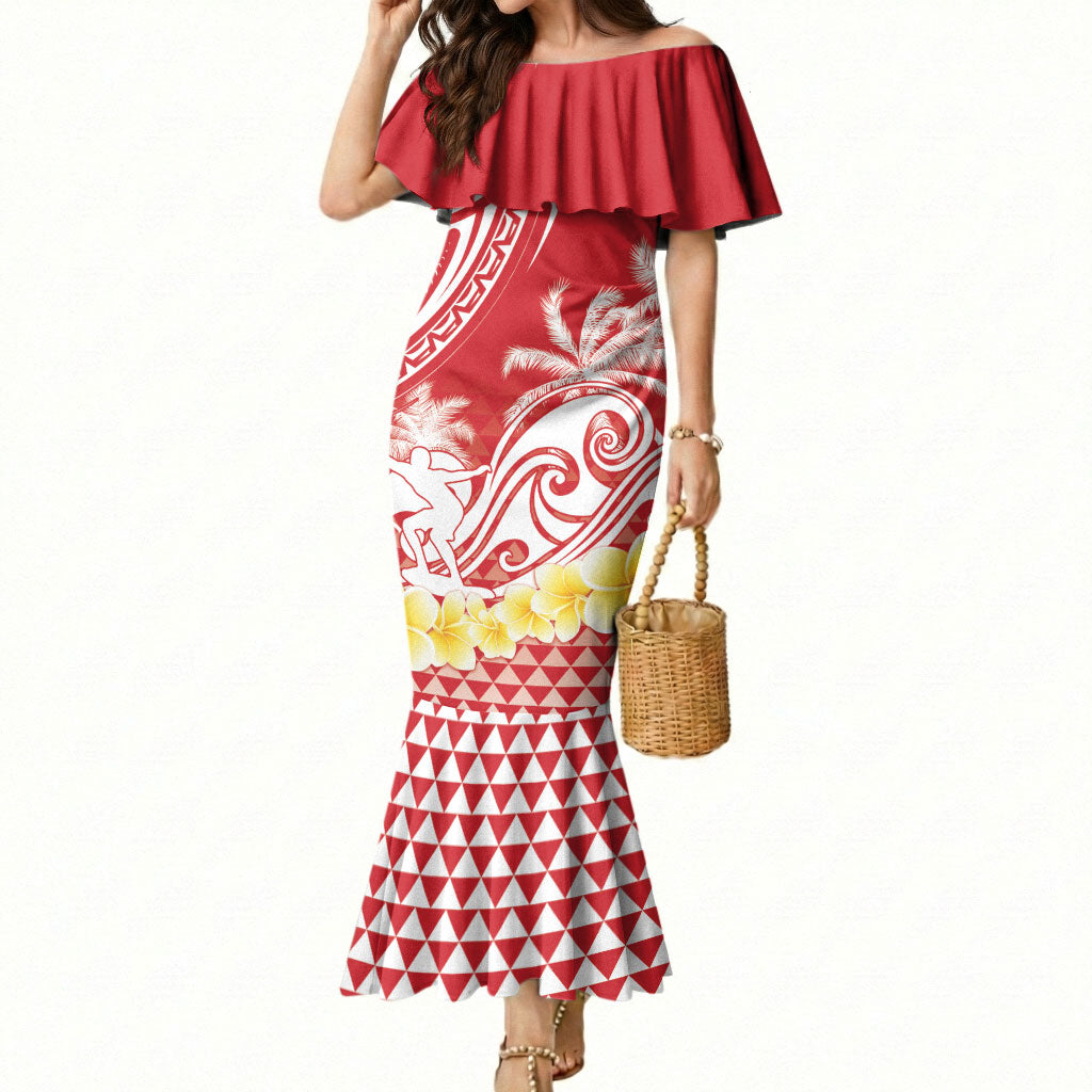 Personalised Tahiti Surfing Mermaid Dress Polynesian Style