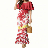 Personalised Tahiti Surfing Mermaid Dress Polynesian Style