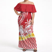 Personalised Tahiti Surfing Off Shoulder Maxi Dress Polynesian Style