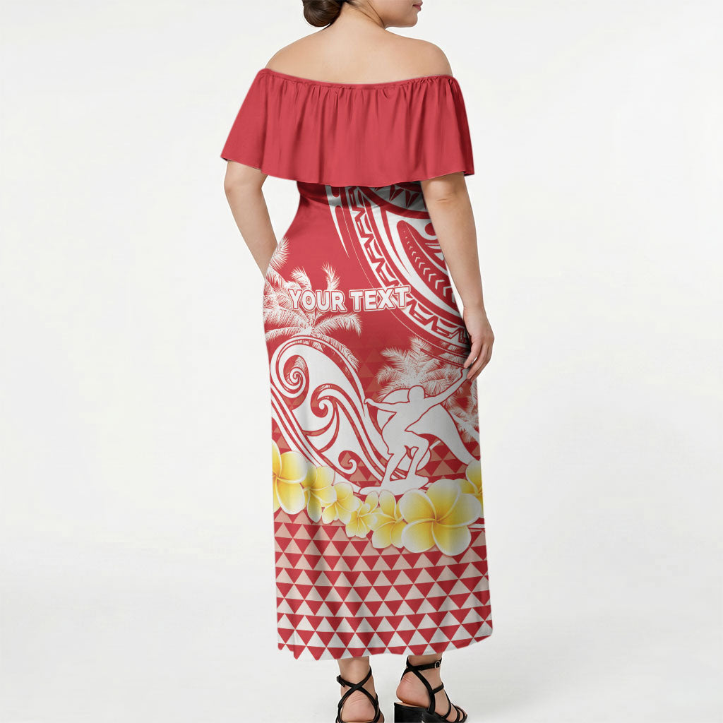 Personalised Tahiti Surfing Off Shoulder Maxi Dress Polynesian Style