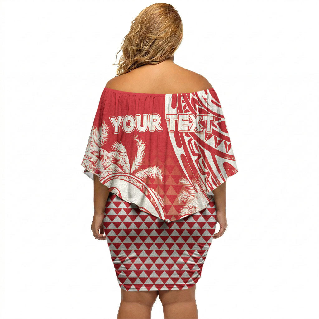 Personalised Tahiti Surfing Off Shoulder Short Dress Polynesian Style