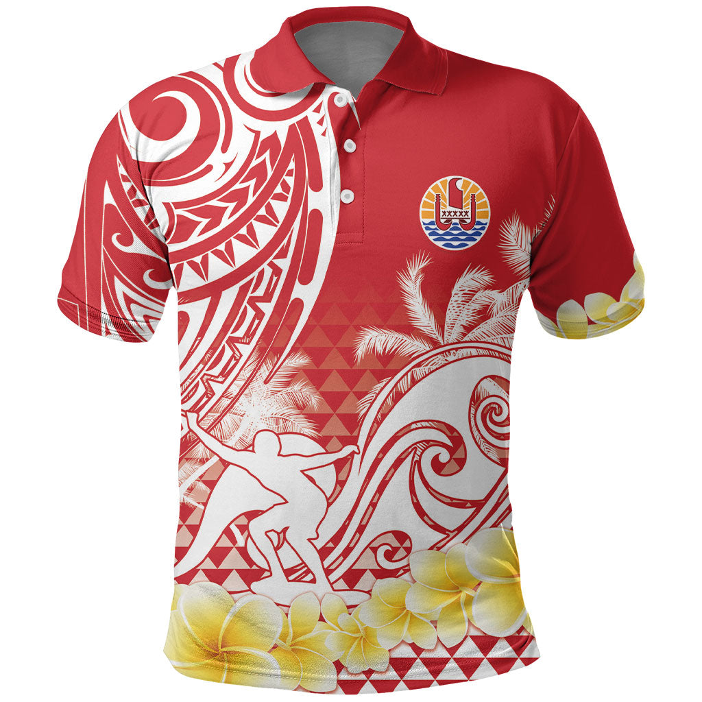 Personalised Tahiti Surfing Polo Shirt Polynesian Style
