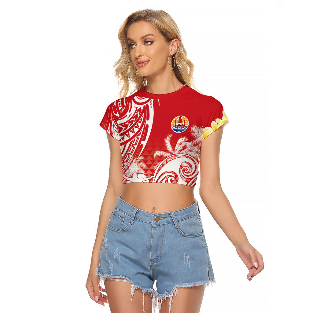 Personalised Tahiti Surfing Raglan Cropped T Shirt Polynesian Style