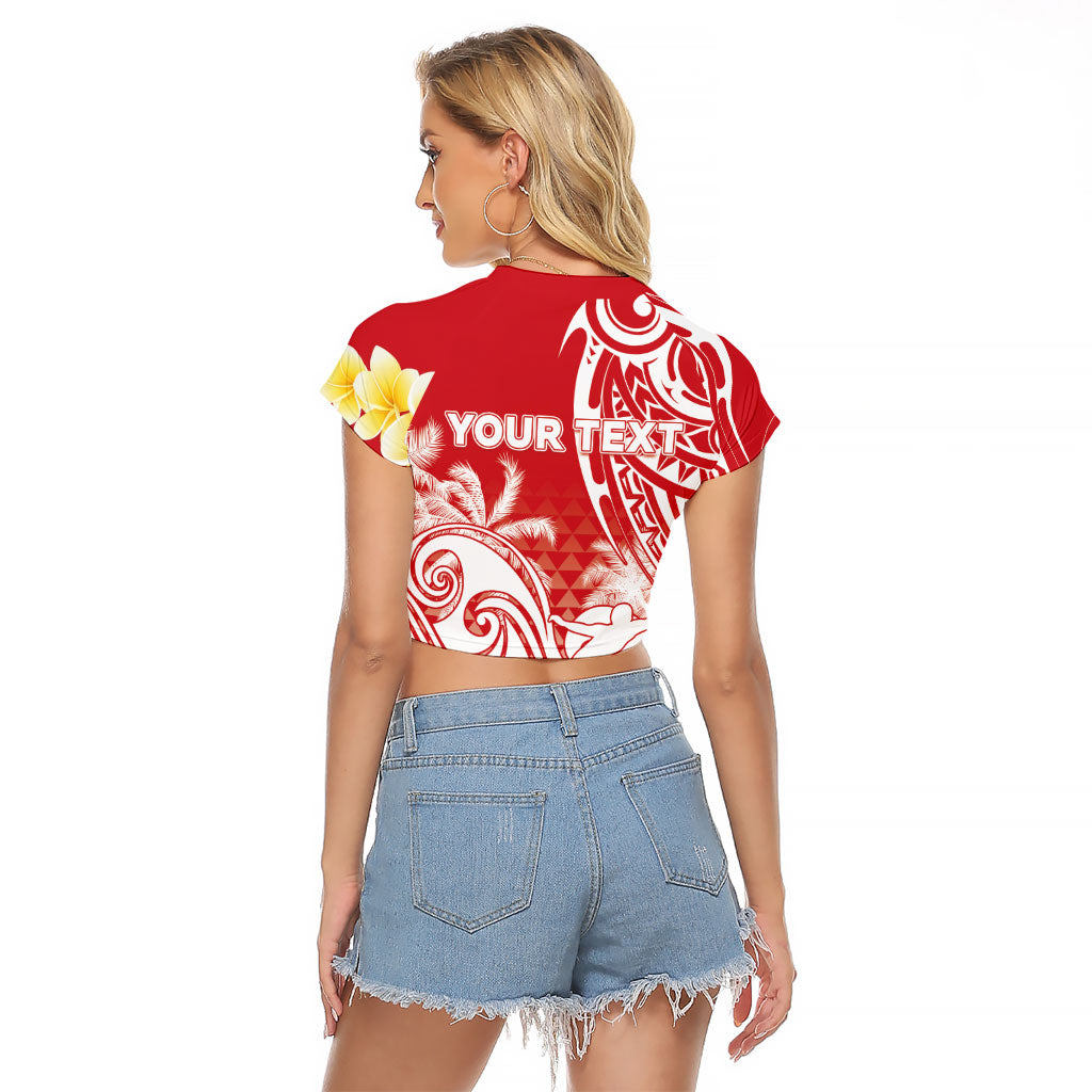 Personalised Tahiti Surfing Raglan Cropped T Shirt Polynesian Style