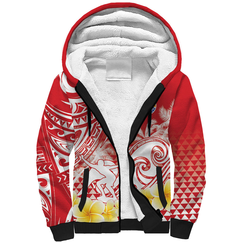 Personalised Tahiti Surfing Sherpa Hoodie Polynesian Style