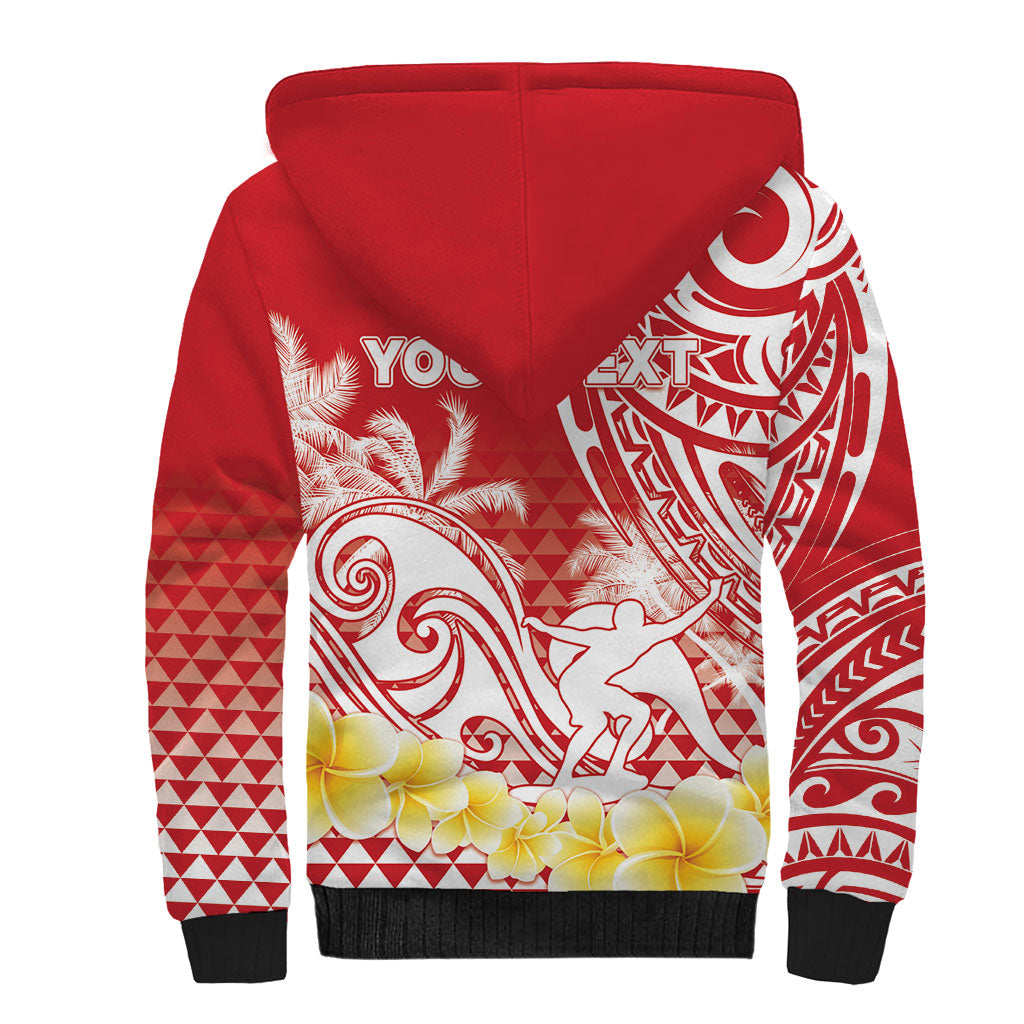 Personalised Tahiti Surfing Sherpa Hoodie Polynesian Style