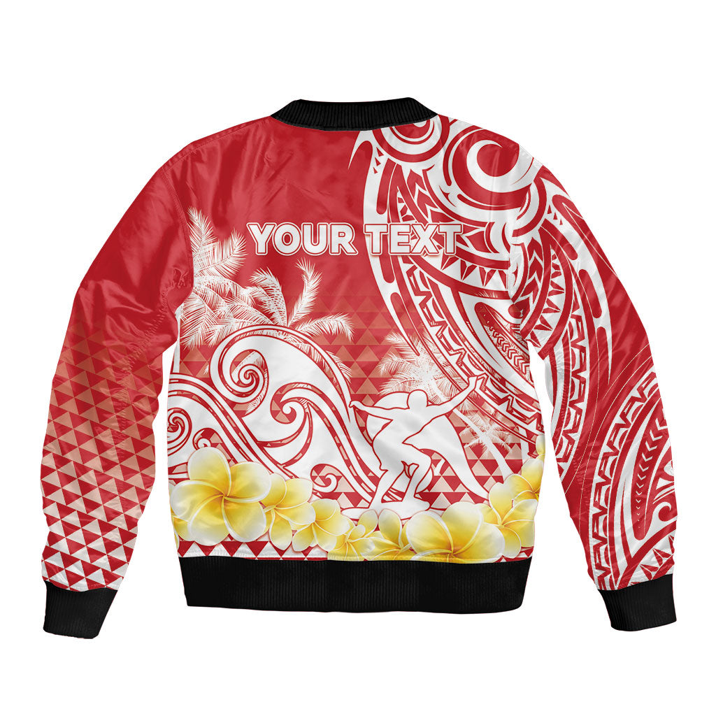 Personalised Tahiti Surfing Sleeve Zip Bomber Jacket Polynesian Style