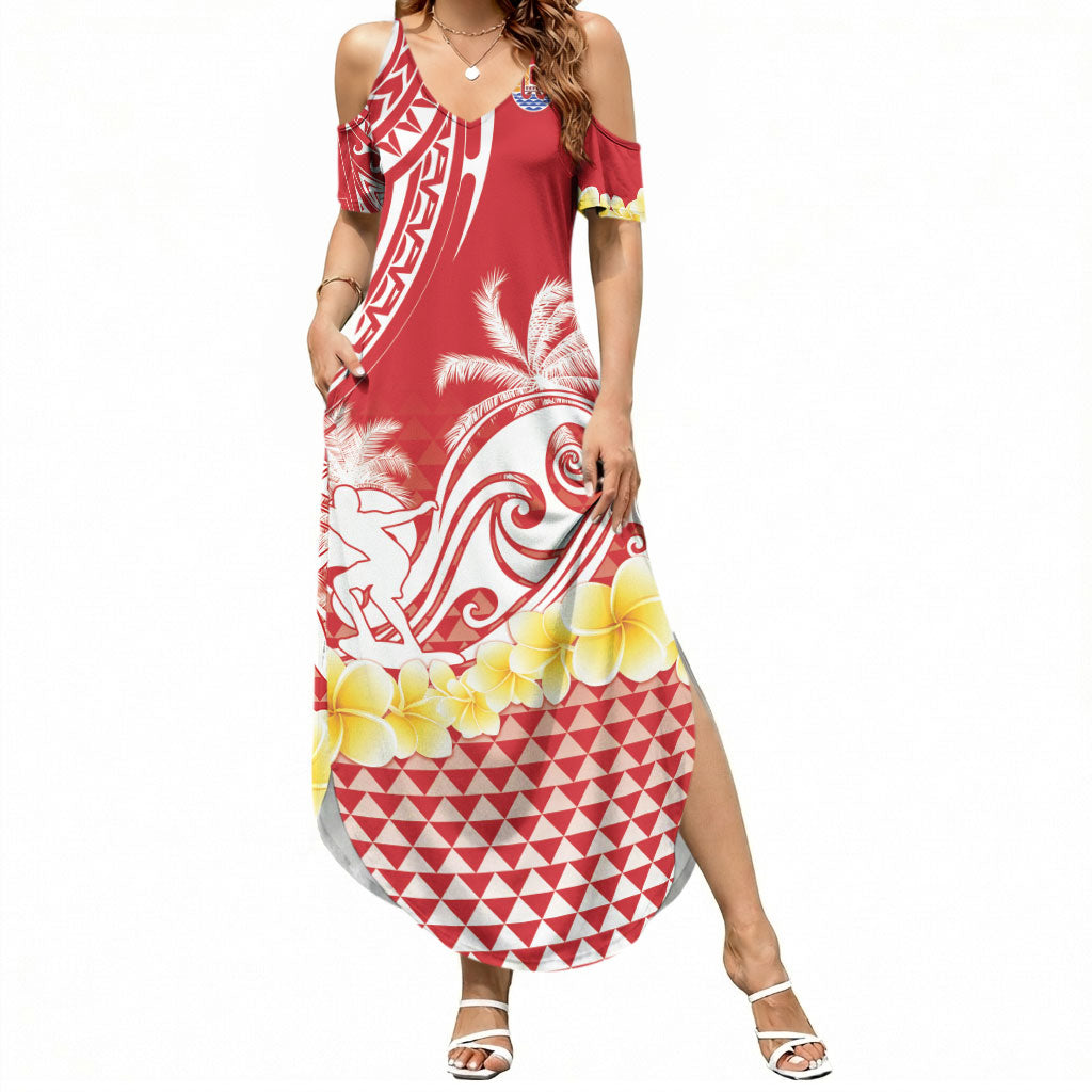 Personalised Tahiti Surfing Summer Maxi Dress Polynesian Style