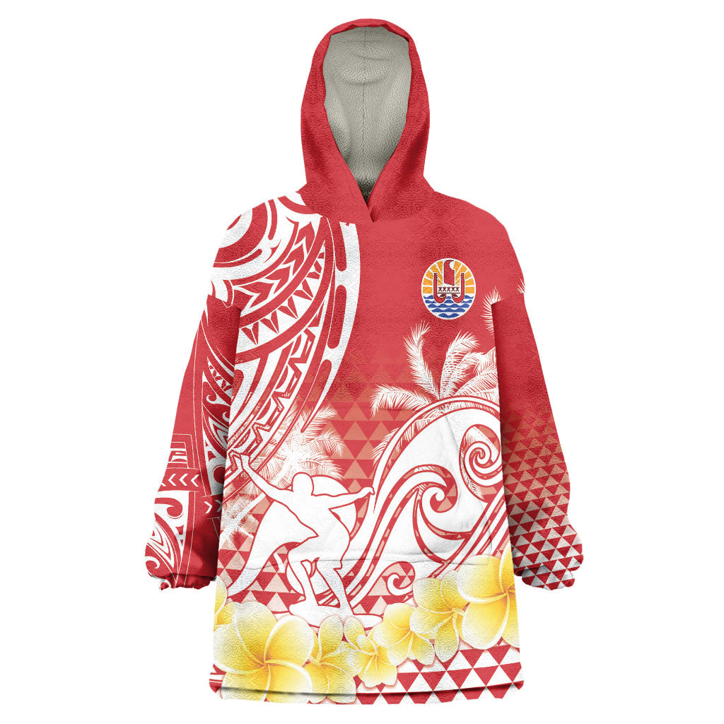 Personalised Tahiti Surfing Wearable Blanket Hoodie Polynesian Style