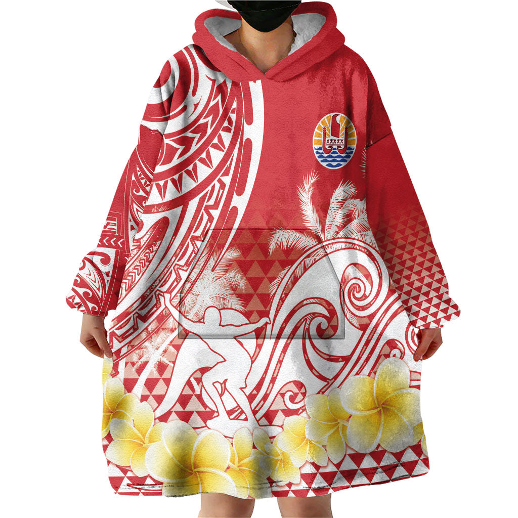 Personalised Tahiti Surfing Wearable Blanket Hoodie Polynesian Style