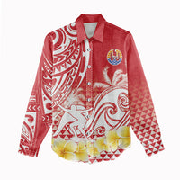 Personalised Tahiti Surfing Women Casual Shirt Polynesian Style