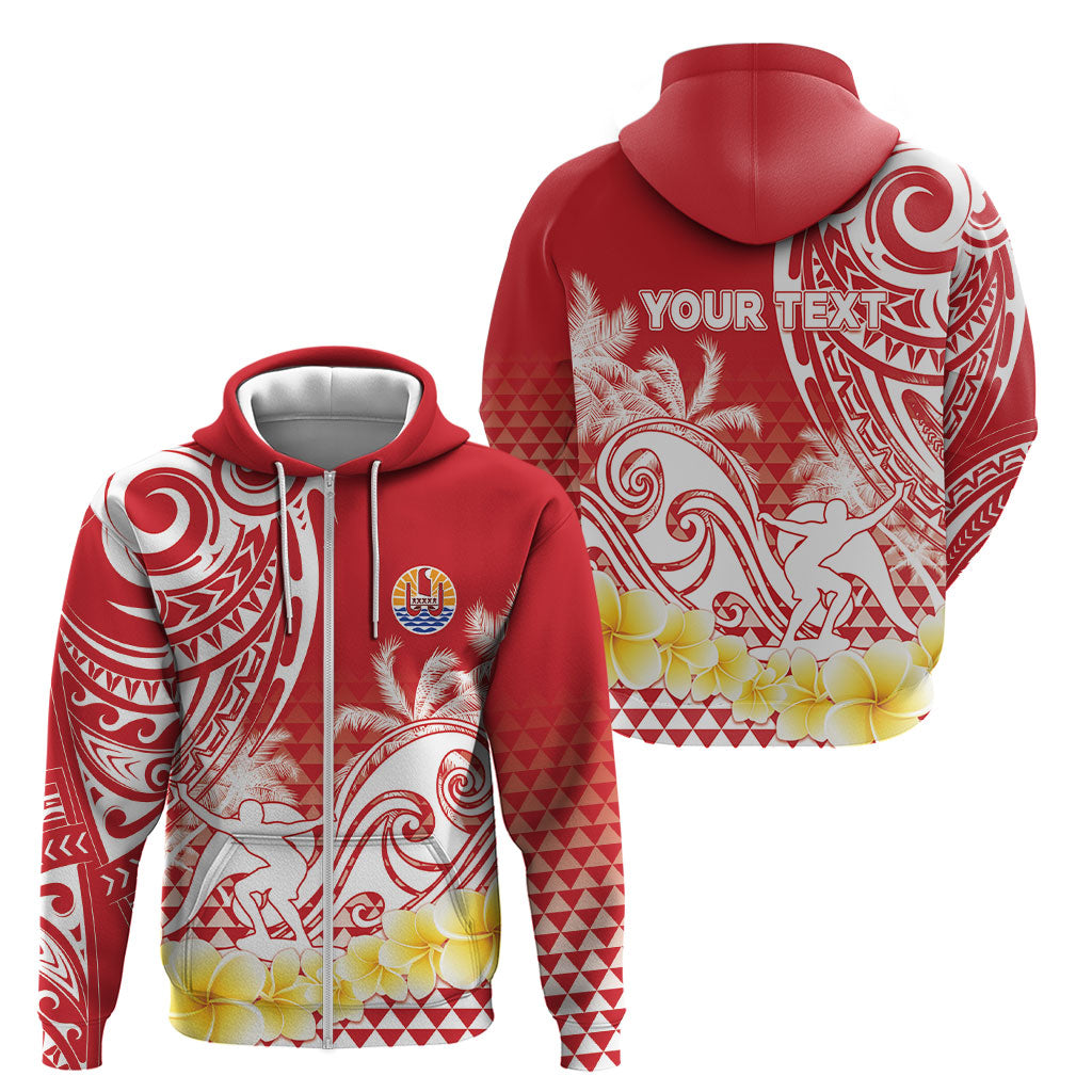 Personalised Tahiti Surfing Zip Hoodie Polynesian Style