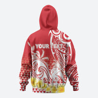 Personalised Tahiti Surfing Zip Hoodie Polynesian Style