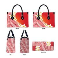 Tahiti Plumeria Tribal Pattern Leather Bag Wave Style Red LT05 - Polynesian Pride