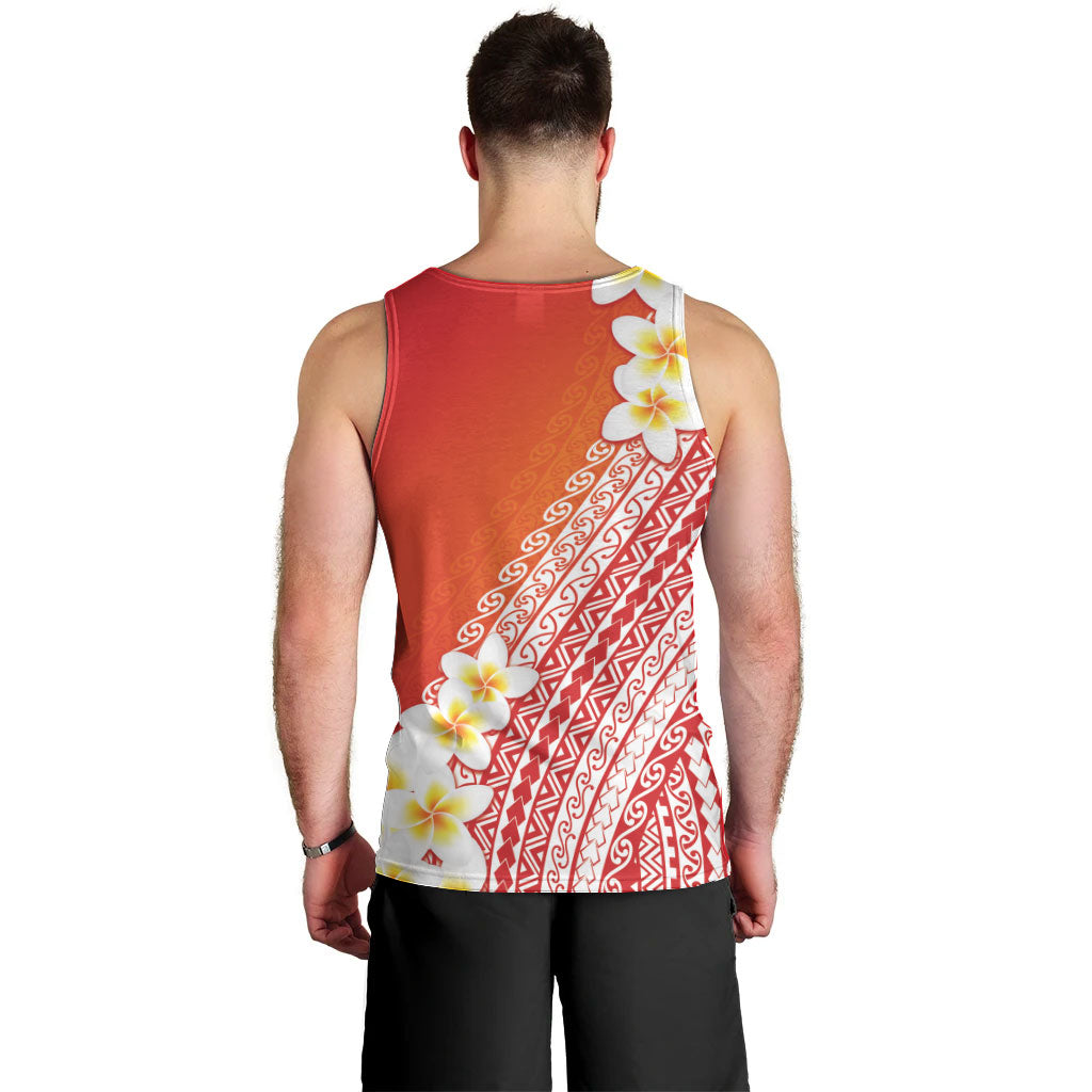 Tahiti Plumeria Tribal Pattern Men Tank Top Wave Style Red LT05 - Polynesian Pride