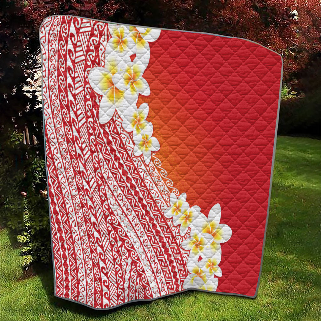 Tahiti Plumeria Tribal Pattern Quilt Wave Style Red LT05 - Polynesian Pride