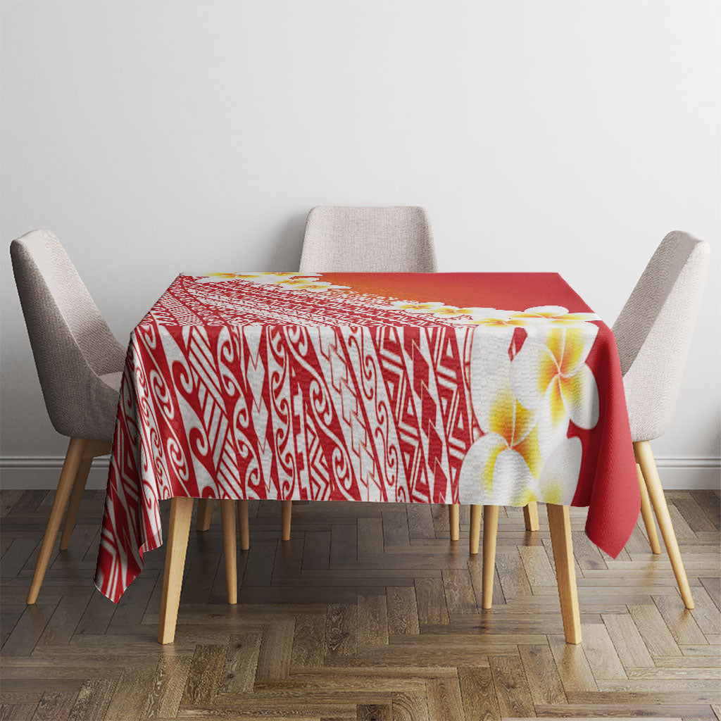 Tahiti Plumeria Tribal Pattern Tablecloth Wave Style Red LT05 - Polynesian Pride