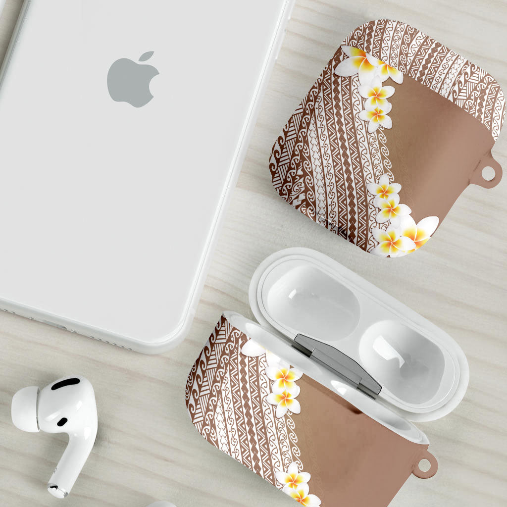 Tahiti Plumeria Tribal Pattern AirPods Case Wave Style Brown LT05 - Polynesian Pride