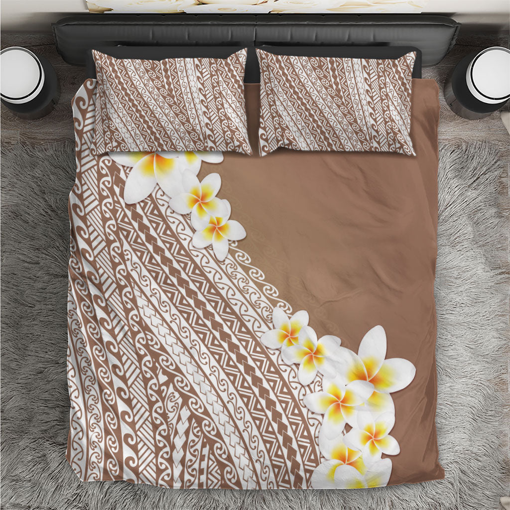 Tahiti Plumeria Tribal Pattern Bedding Set Wave Style Brown LT05 Brown - Polynesian Pride