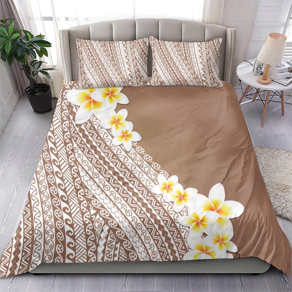 Tahiti Plumeria Tribal Pattern Bedding Set Wave Style Brown LT05 - Polynesian Pride