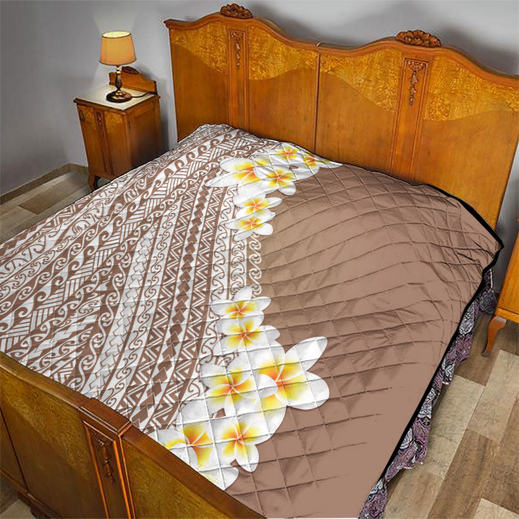 Tahiti Plumeria Tribal Pattern Quilt Wave Style Brown LT05 - Polynesian Pride