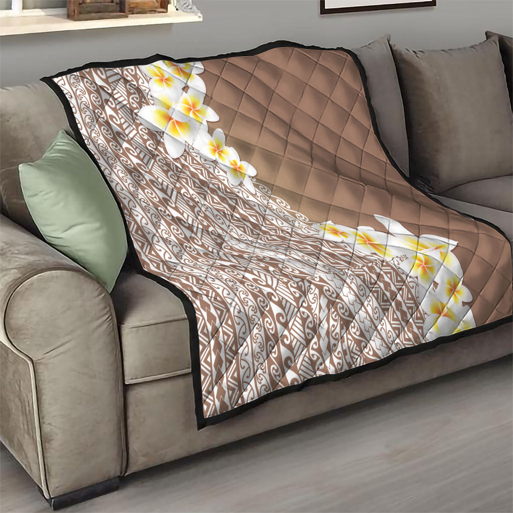 Tahiti Plumeria Tribal Pattern Quilt Wave Style Brown LT05 - Polynesian Pride
