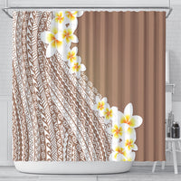 Tahiti Plumeria Tribal Pattern Shower Curtain Wave Style Brown LT05 - Polynesian Pride