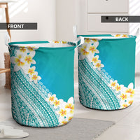 Tahiti Plumeria Tribal Pattern Laundry Basket Wave Style Turquoise LT05 - Polynesian Pride