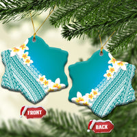 Tahiti Plumeria Tribal Pattern Ceramic Ornament Wave Style Turquoise LT05 Snow Flake Turquoise - Polynesian Pride