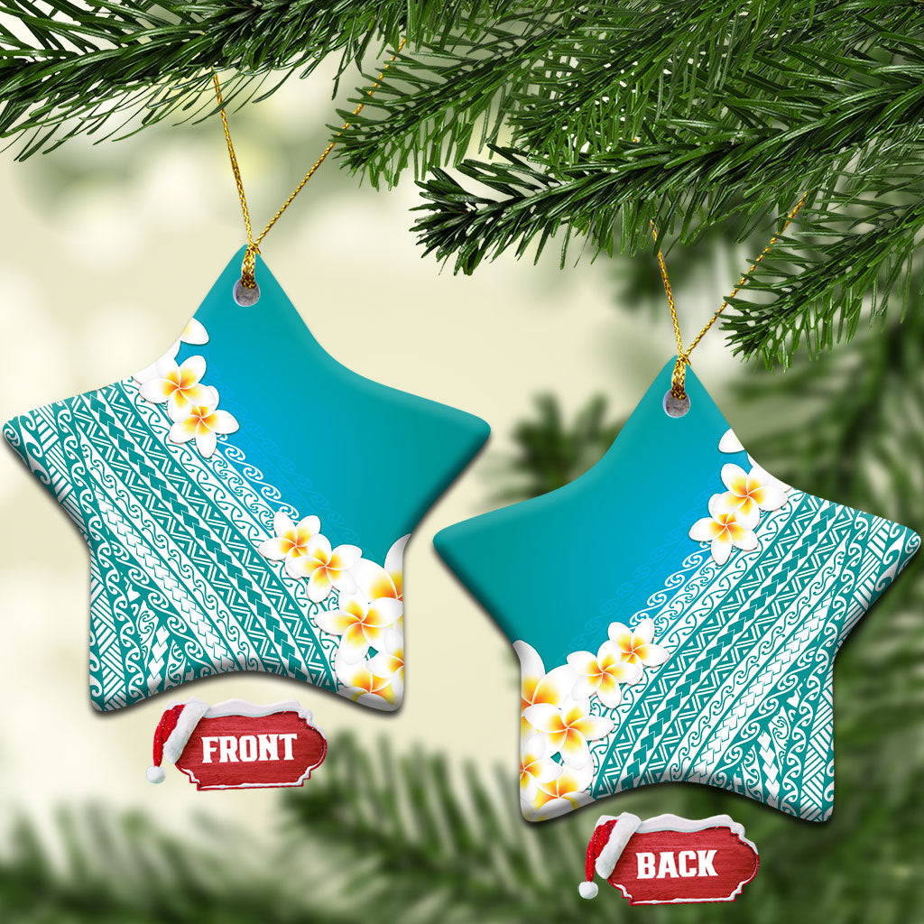 Tahiti Plumeria Tribal Pattern Ceramic Ornament Wave Style Turquoise LT05 Star Turquoise - Polynesian Pride