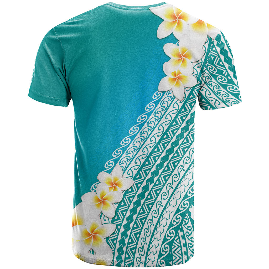 Tahiti Plumeria Tribal Pattern T Shirt Wave Style Turquoise LT05 - Polynesian Pride