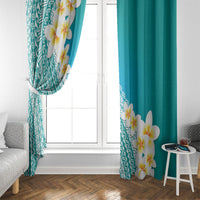 Tahiti Plumeria Tribal Pattern Window Curtain Wave Style Turquoise LT05 - Polynesian Pride