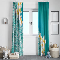Tahiti Plumeria Tribal Pattern Window Curtain Wave Style Turquoise LT05 - Polynesian Pride