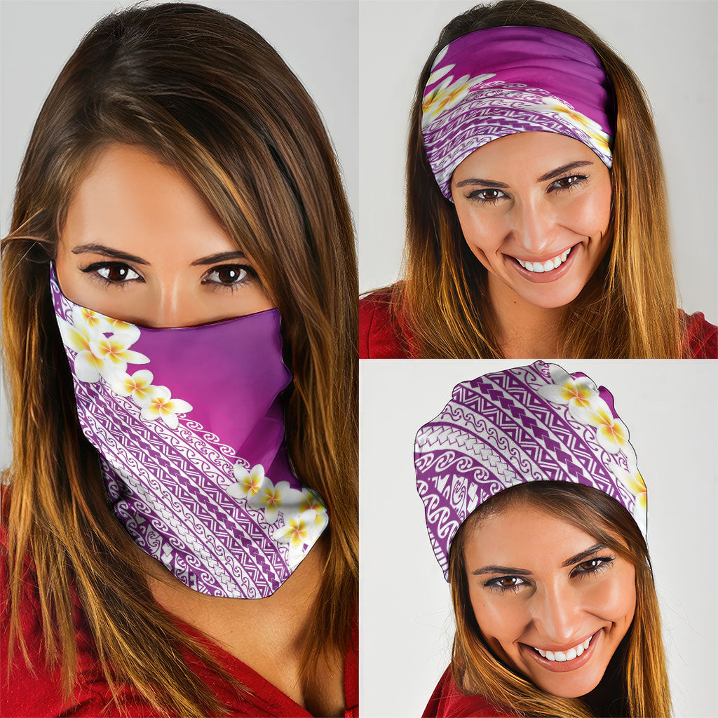 Tahiti Plumeria Tribal Pattern Neck Gaiter Wave Style Purple LT05 - Polynesian Pride