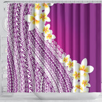 Tahiti Plumeria Tribal Pattern Shower Curtain Wave Style Purple LT05 - Polynesian Pride