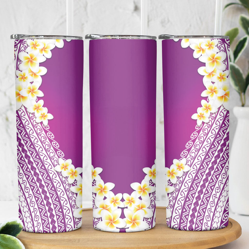Tahiti Plumeria Tribal Pattern Skinny Tumbler Wave Style Purple LT05 - Polynesian Pride