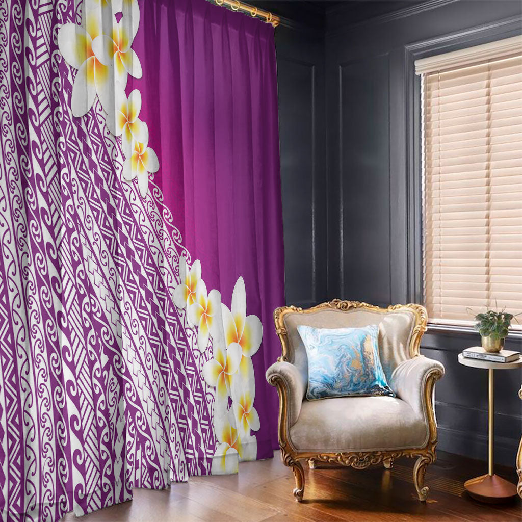Tahiti Plumeria Tribal Pattern Window Curtain Wave Style Purple LT05 - Polynesian Pride