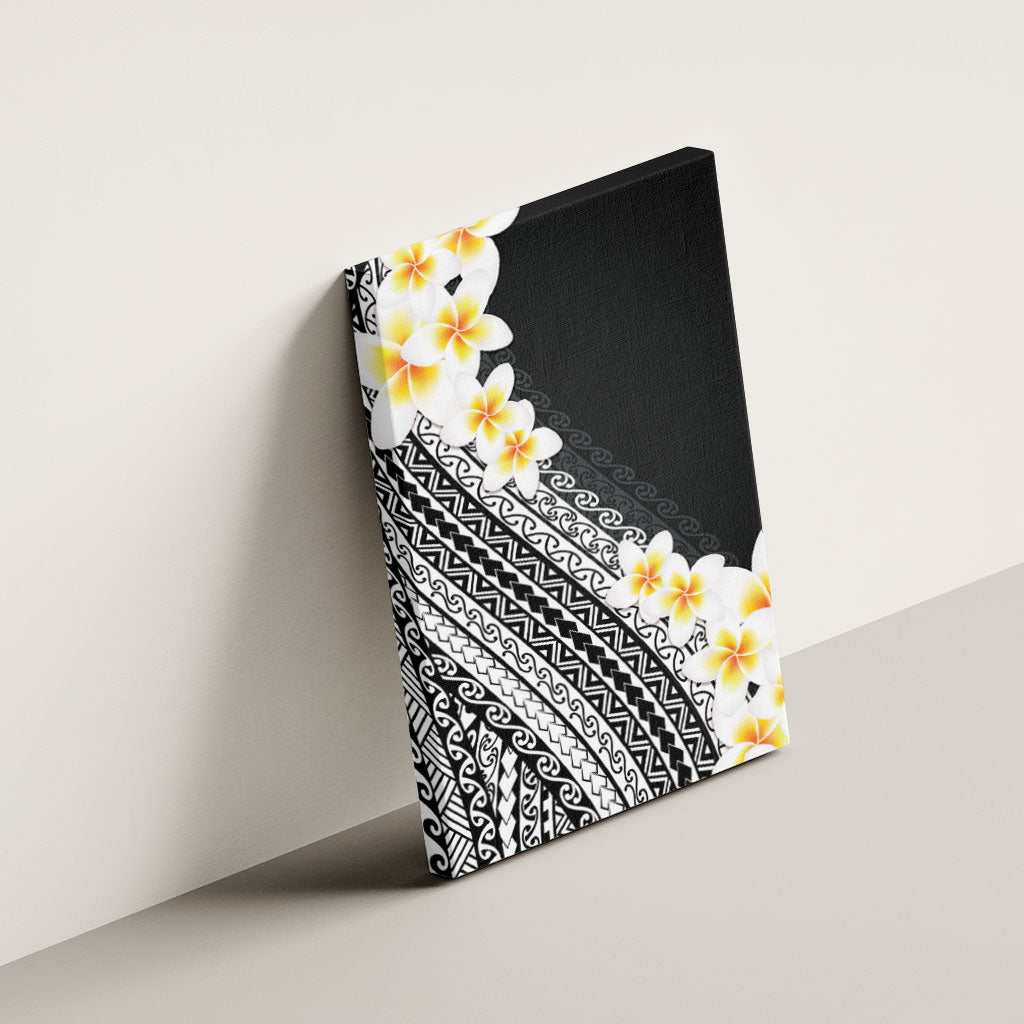 Tahiti Plumeria Tribal Pattern Canvas Wall Art Wave Style Black LT05 - Polynesian Pride