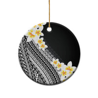 Tahiti Plumeria Tribal Pattern Ceramic Ornament Wave Style Black LT05 - Polynesian Pride