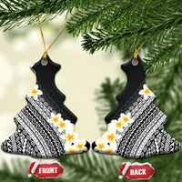 Tahiti Plumeria Tribal Pattern Ceramic Ornament Wave Style Black LT05 Christmas Tree Black - Polynesian Pride