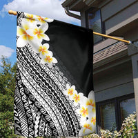 Tahiti Plumeria Tribal Pattern Garden Flag Wave Style Black LT05 - Polynesian Pride