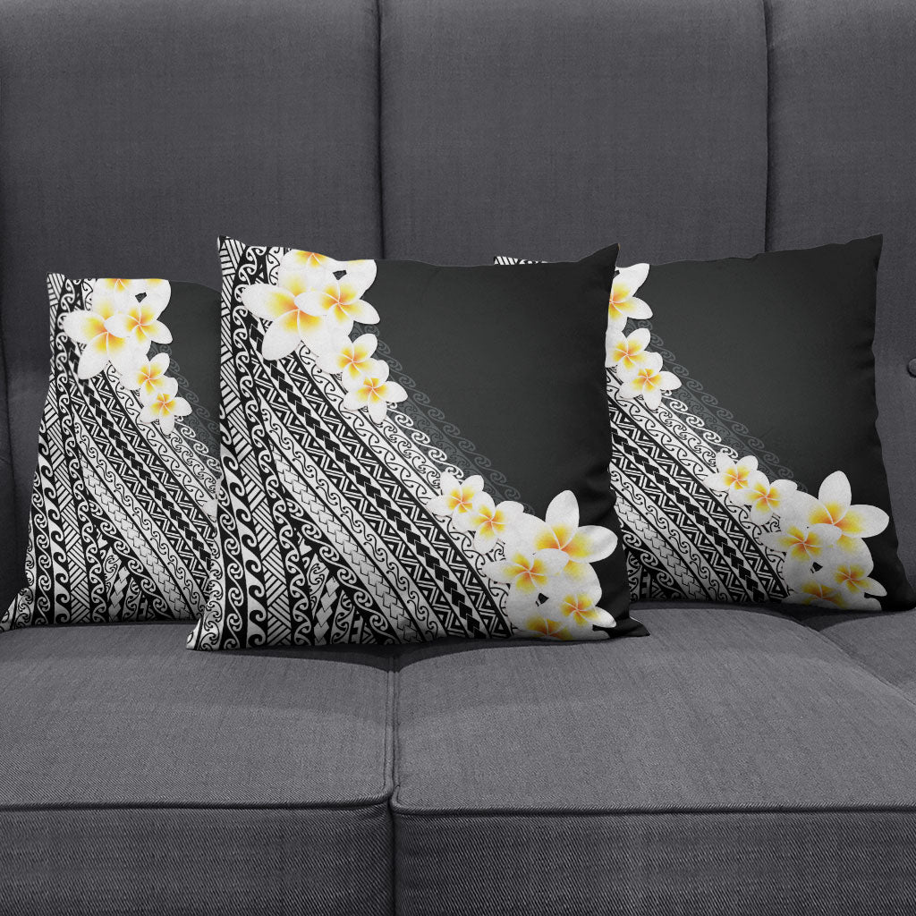 Tahiti Plumeria Tribal Pattern Pillow Cover Wave Style Black LT05 - Polynesian Pride