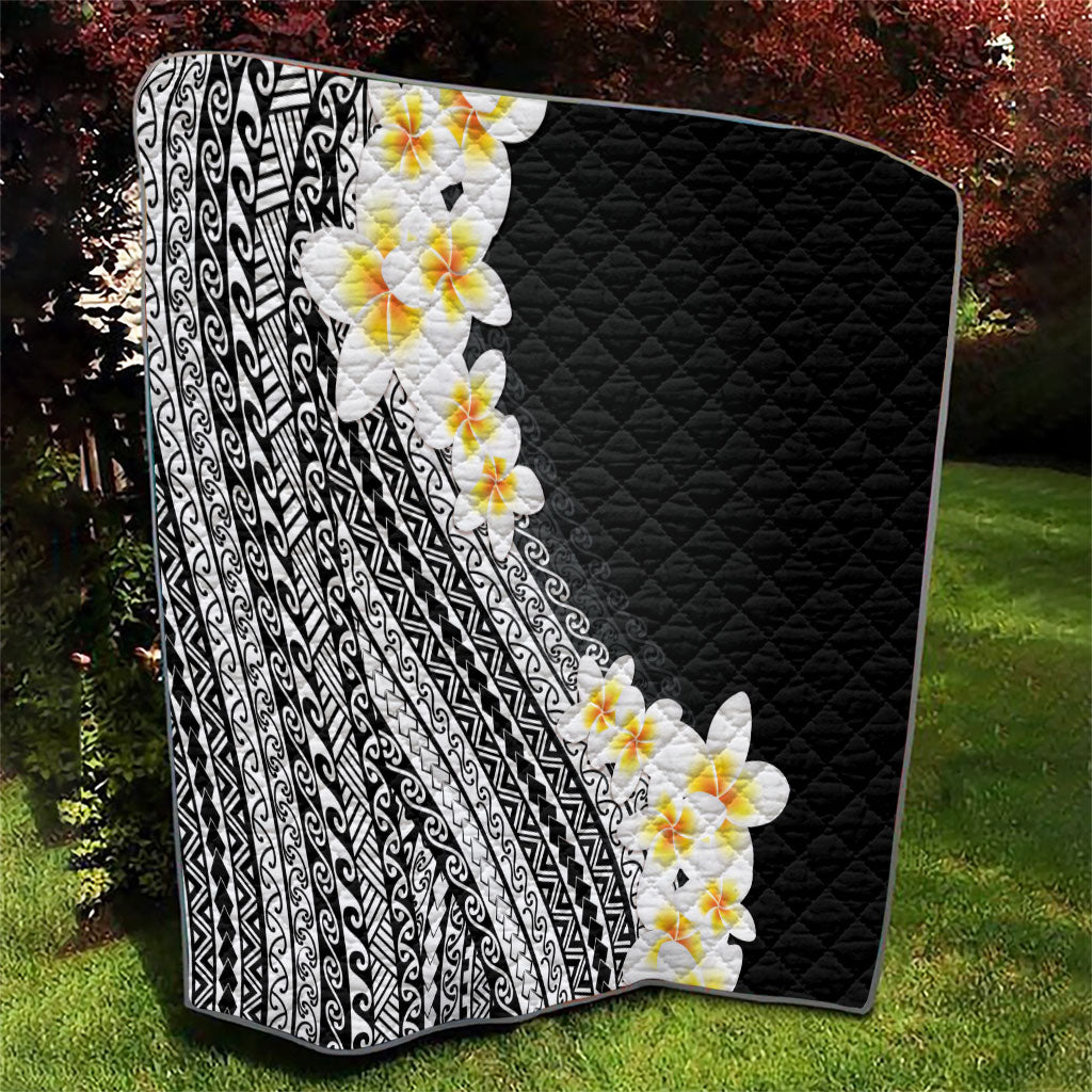 Tahiti Plumeria Tribal Pattern Quilt Wave Style Black LT05 - Polynesian Pride