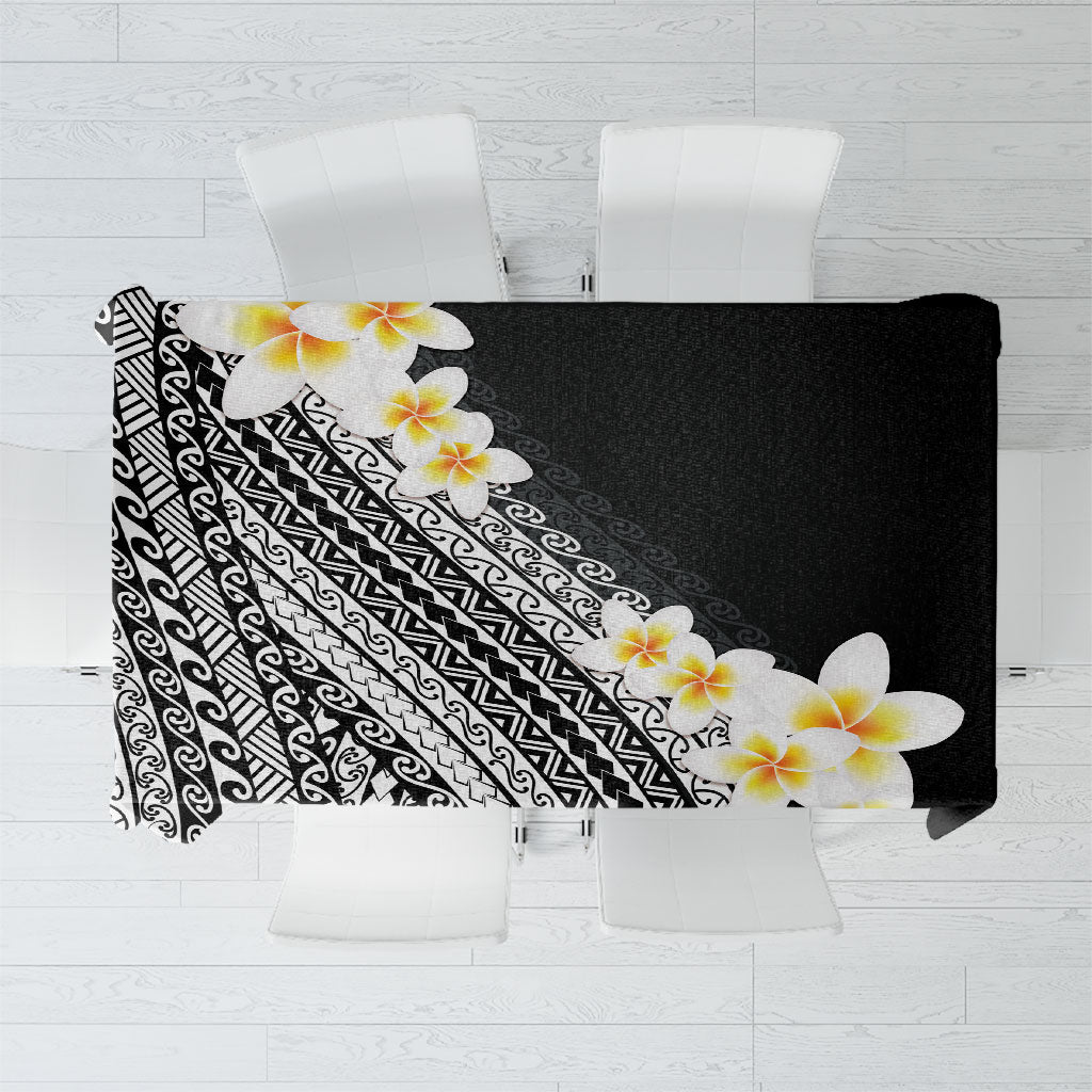 Tahiti Plumeria Tribal Pattern Tablecloth Wave Style Black LT05 Black - Polynesian Pride